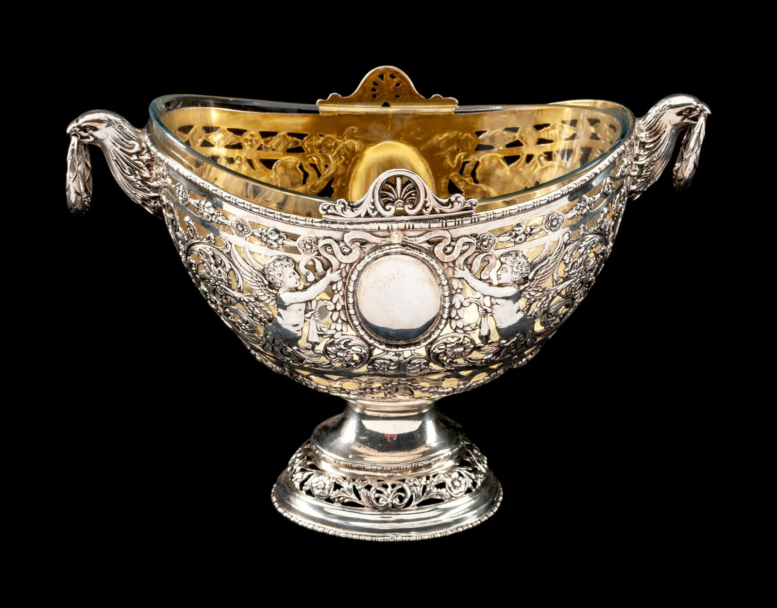 A German Silver Basket with a Glass Liner (1 of 2)
