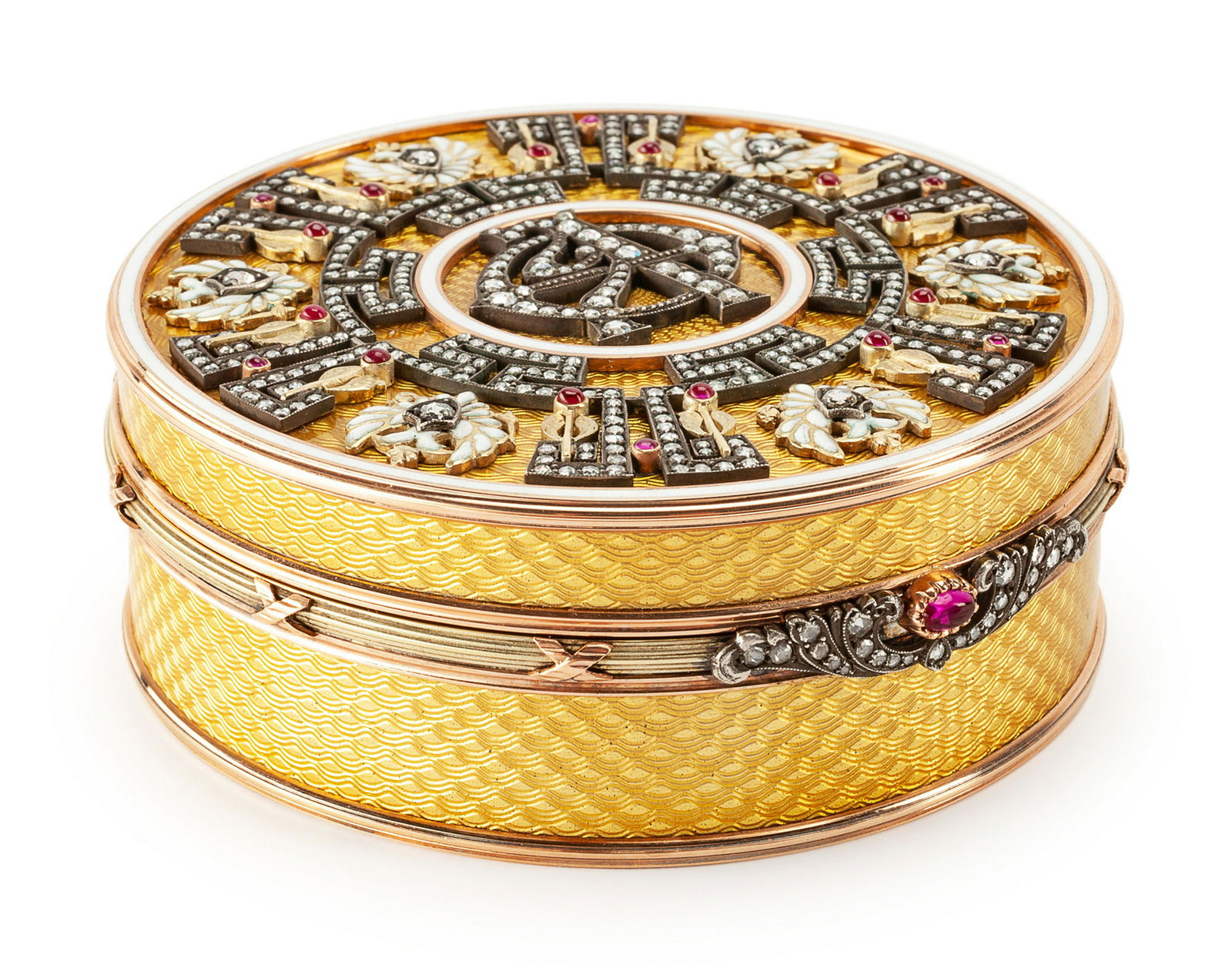 A Russian Guilloche Enameled Gold and Diamond Mounted (1 of 1)