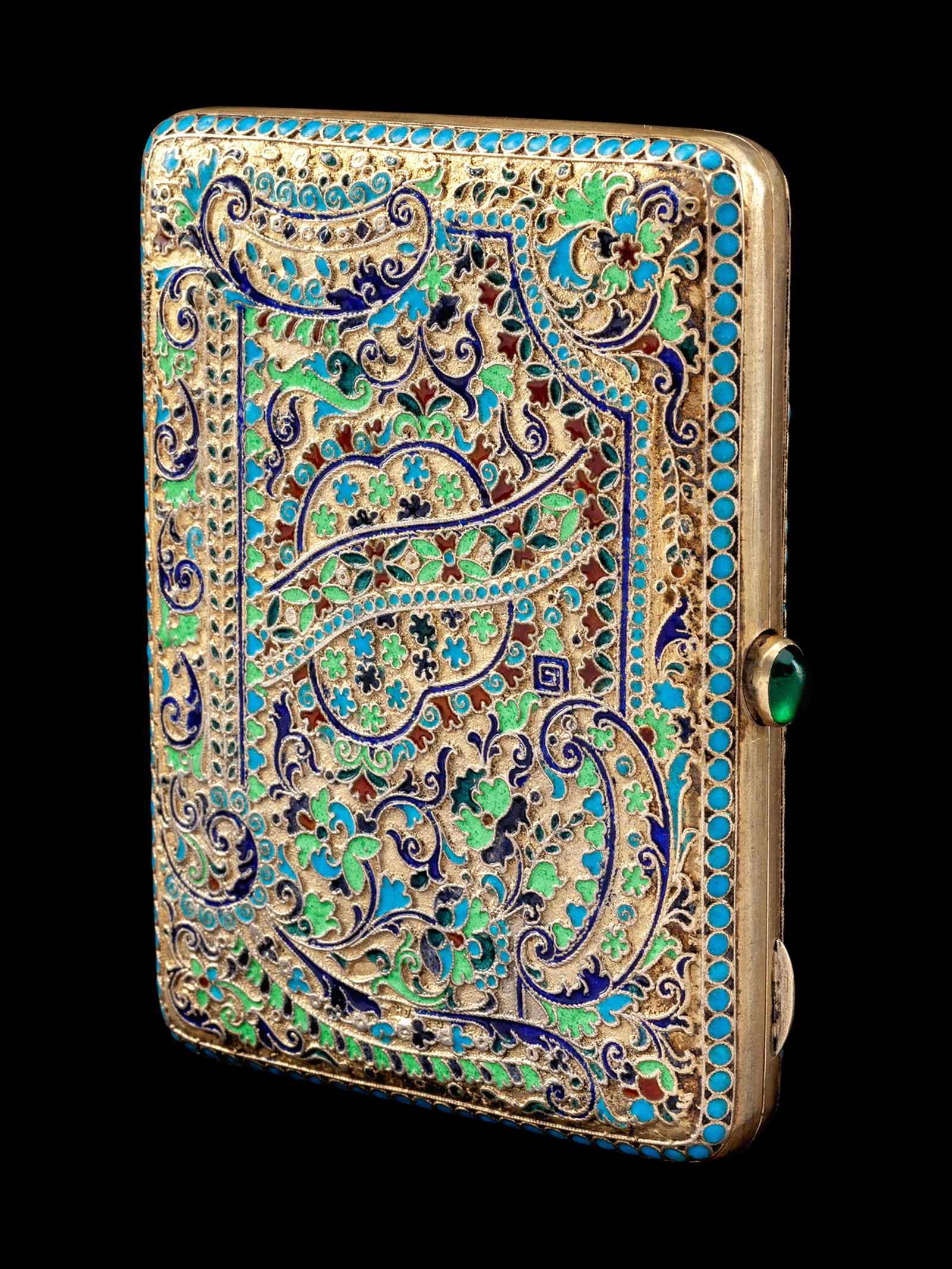 A Russian Enameled Silver-Gilt Cigarette Case (1 of 1)