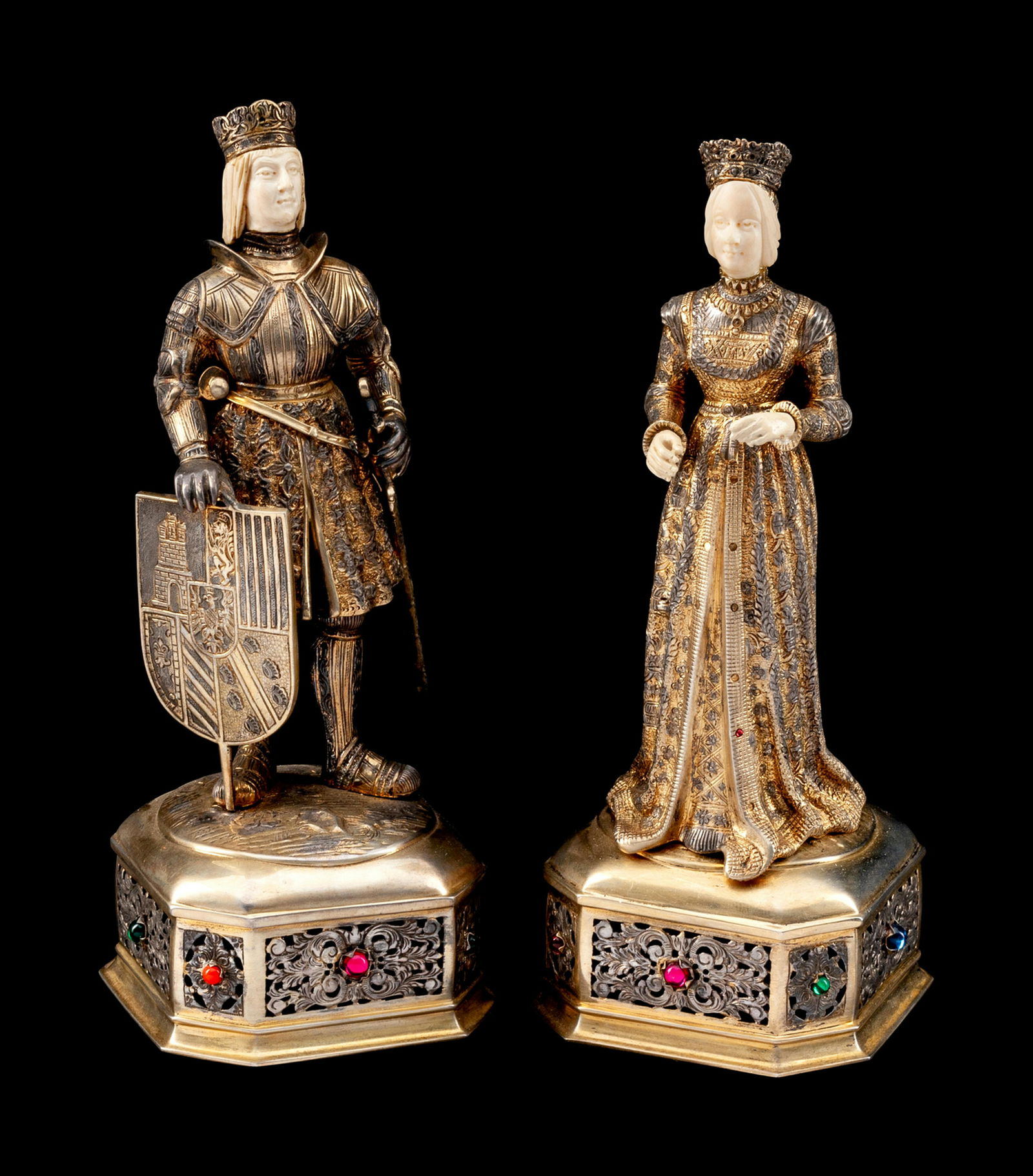 A Pair of German Silver-Gilt and Jeweled Figures (1 of 1)