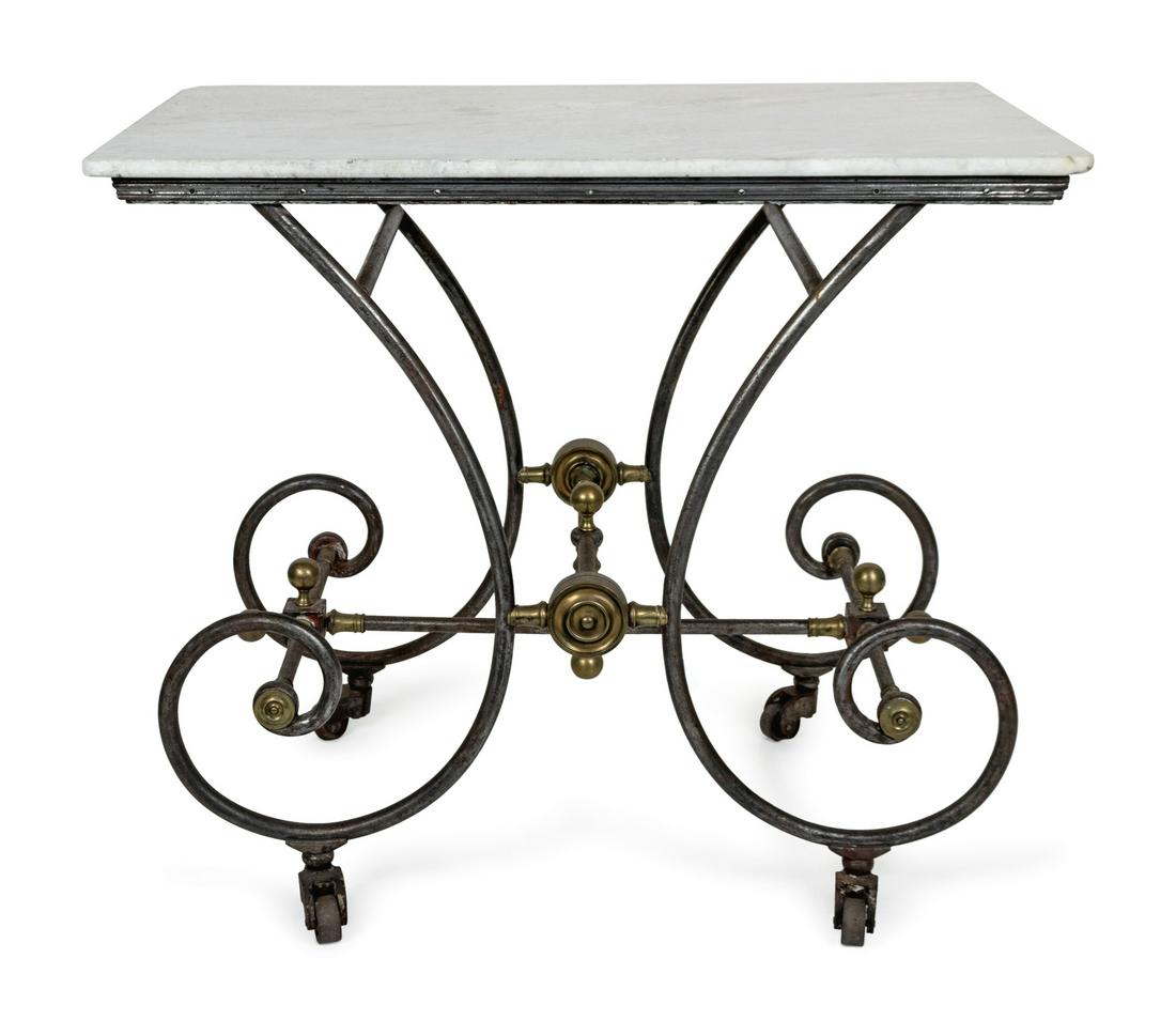 A French Brass-Mounted Wrought-Iron and Marble Baker's (1 of 1)