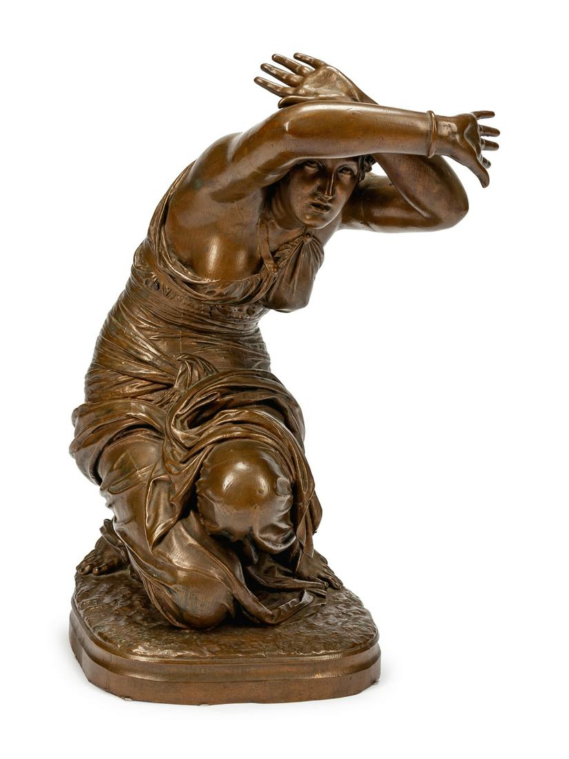 A Large Continental Bronze Figure of a Kneeling Woman (1 of 2)
