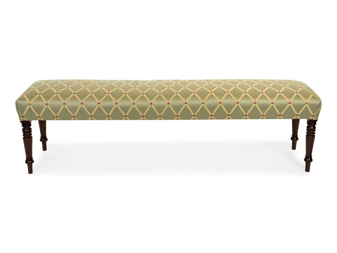 An English Upholstered Mahogany Bench (1 of 1)
