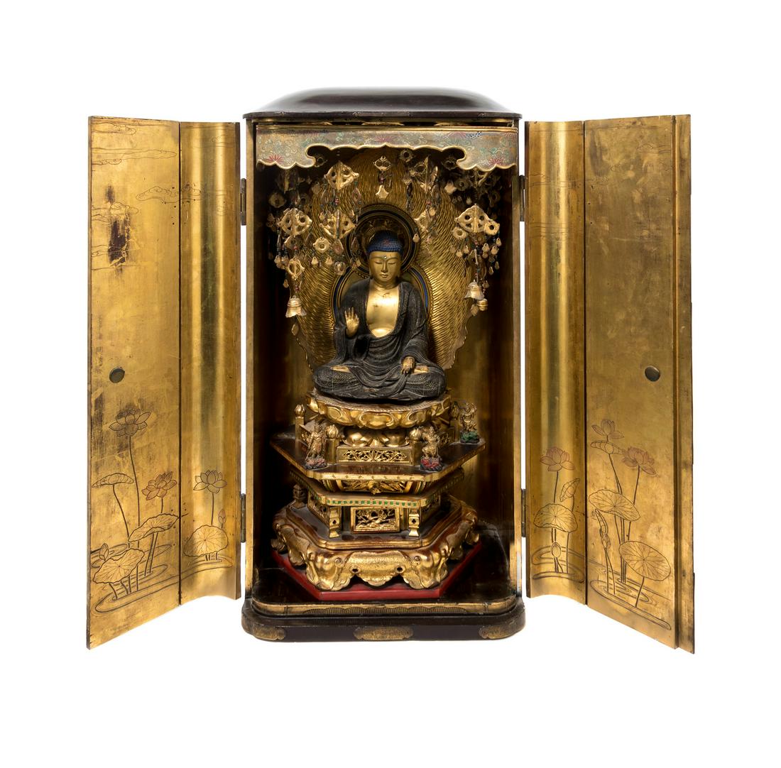 AJapanese Giltwood and Black Lacquer Zushi Shrine (1 of 2)