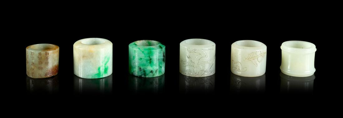 Six Jade and Jadeite Archer's Rings Largest overall: (1 of 1)