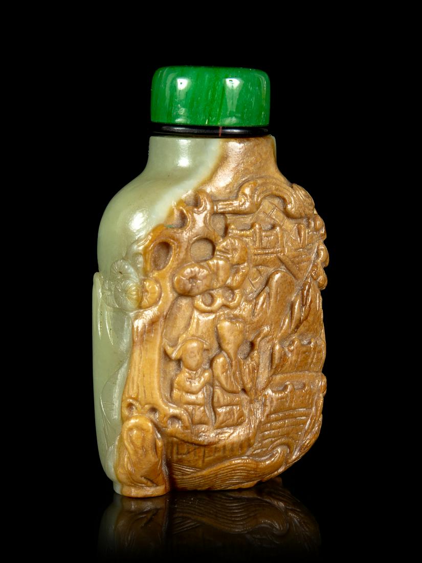 A Carved Russet and Celadon Jade Snuff Bottle Height 2 (1 of 1)