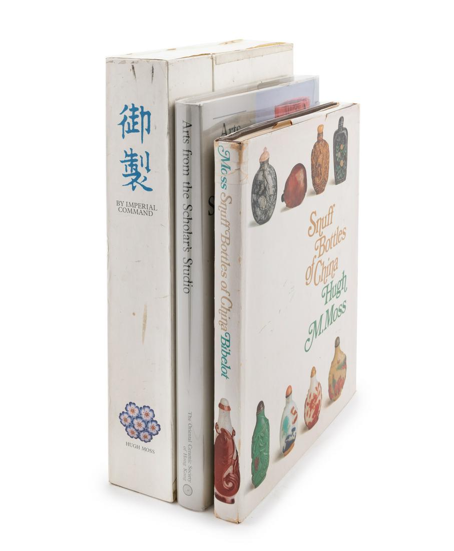 Three Reference Books pertaining to Chinese Works of: Three Reference Books pertaining to Chinese Works of Art and Snuff Bottles Hugh M. Moss, Snuff Bottles of China, 1971; The Oriental Ceramic Society of Hong Kong, Arts from the Scholar's Studio, 1997;
