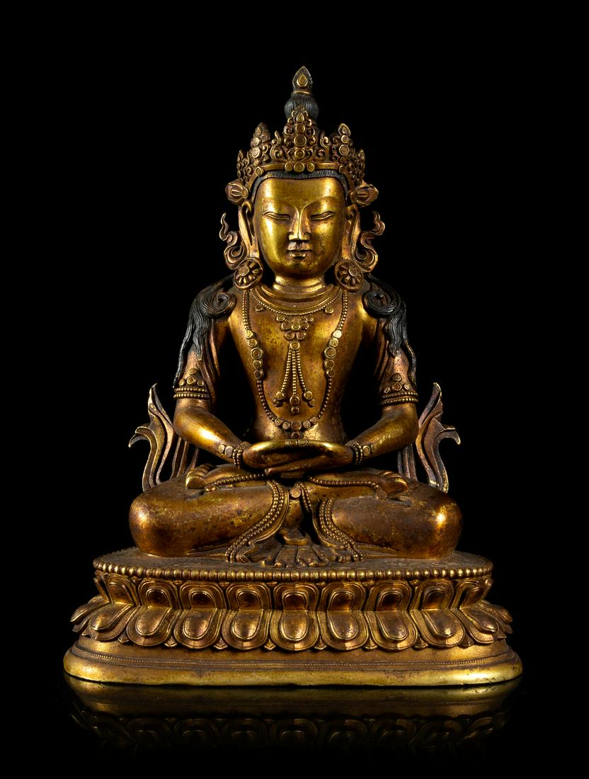A Sino-Tibetan Gilt Bronze Figure of a Bodhisattva (1 of 3)