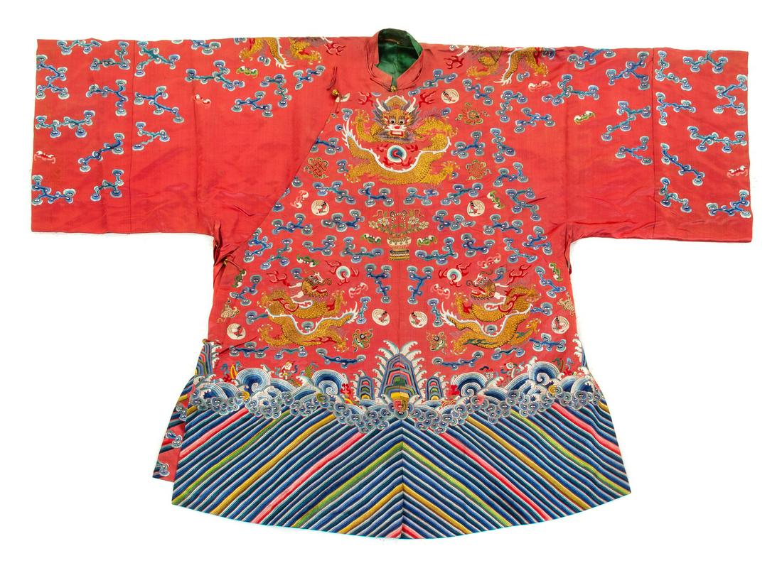A Semi-Formal Red Ground Dragon Robe Collar to hem: 40 (1 of 1)