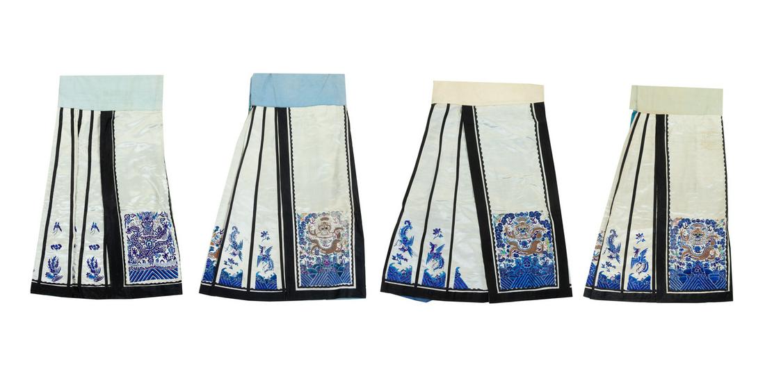 Four Embroidered Silk Apron Skirts Average: 36 3/4 (1 of 5)
