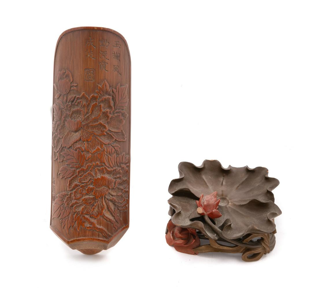 A Carved Bamboo Tea Scoop and a Fuzhou Lacquer Brush (1 of 1)