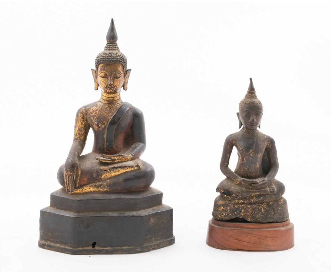Two Thai Bronze Figures of Buddha Height of taller 10 (1 of 1)