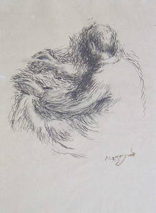 PHILIP EVERGOOD (American 1901-1973) Mc: PHILIP EVERGOOD (American 1901-1973) McNEIL SIPLE signed and dated "26," ink on paper 11 1/4 x 8 3/8 in. Note: Siple was a fellow student with Evergood at Acadamie Julian, Paris in 1924.