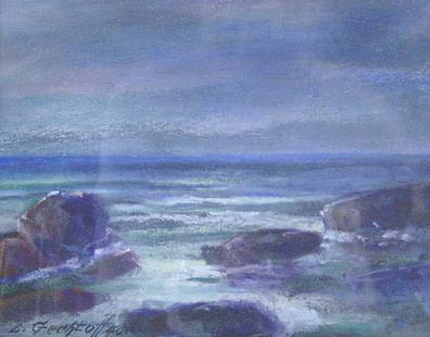 LEONID GECHTOFF (American 20th Century): LEONID GECHTOFF (American 20th Century) ROCKY SHORE signed and dated "40," pastel 8 1/8 x 10 1/4 in.