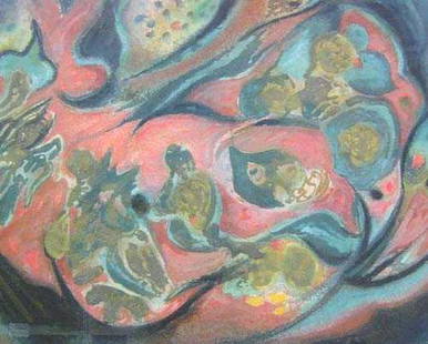 CLARENCE HOLBROOK CARTER (American 190: CLARENCE HOLBROOK CARTER (American 1904-2000) ABSTRACT signed under mat, mixed media 19 x 24 in.