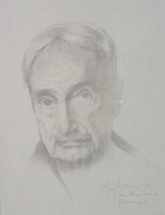 GEORGE BIDDLE (American 1885-1973) SELF: GEORGE BIDDLE (American 1885-1973) SELF - PORTRAIT signed, dated "1962" and dedicated to Philip Evergood, pencil on paper 12 1/8 x 9 1/4 in.