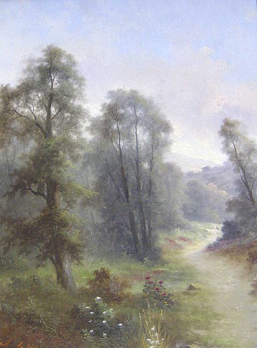 A* STONE (American Late 19th / Early 20: A* STONE (American Late 19th / Early 20th Century) TREES BY A RIVER signed, oil on canvas 16 x 12 in.