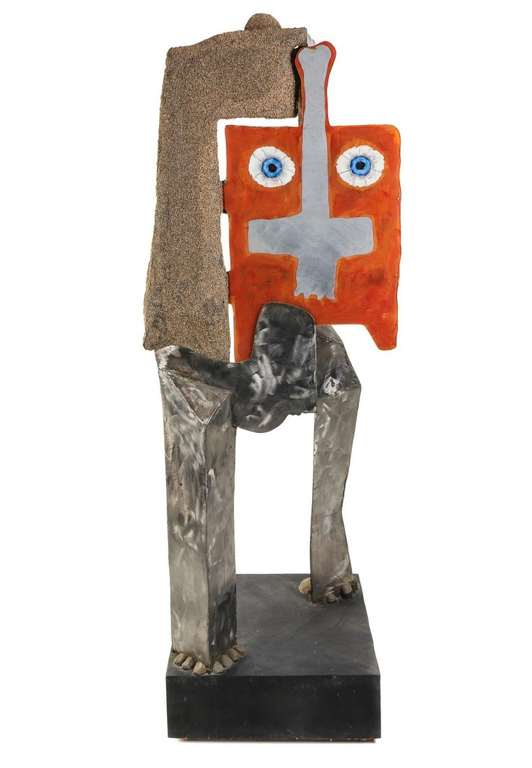 David Hare (American, 1917-1992) Cronus Walking, 1976: David Hare (American, 1917-1992) Cronus Walking, 1976 stainless steel, acrylic, polyurethane, epoxy and sand inscribed Hare and dated Height: 91 1/2 inches. Provenance:Deaccessioned from the Boca Rato