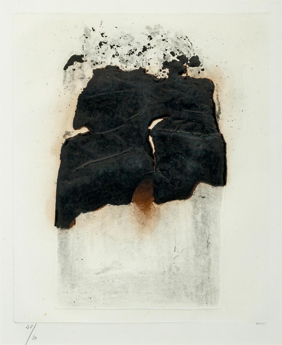 Alberto Burri (Italian, 1915-1995) Combustione 1: Alberto Burri (Italian, 1915-1995) Combustione 1, 1965 etching and aquatint signed and numbered 48/80 in pencil 15 x 12 inches. Provenance: