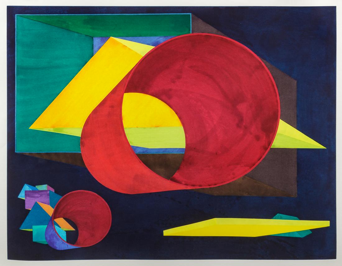 Al Held (Italian/American, 1928- 2005) Russell's Way,: Al Held (Italian/American, 1928- 2005) Russell's Way, 1989 etching and aquatint in colors signed, dated and numbered 44/50 in pencil 35 x 44 1/4 inches. Provenance: