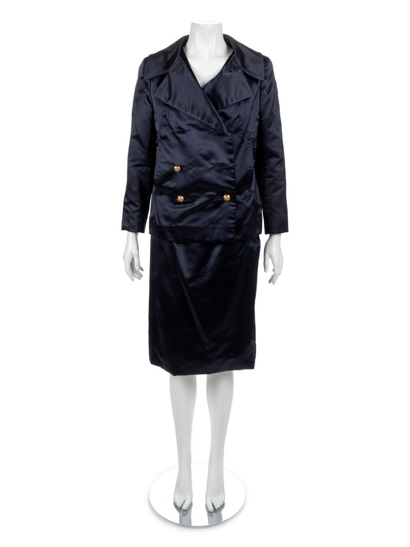 Four Bill Blass and Maurice Retner Ensembles, 1960s-70s: Four Bill Blass and Maurice Retner Ensembles, 1960s-70s Sold to benefit the Art Acquisition Fund at the Indianapolis Museum of Art at Newfield. The first is a three-piece day dress of cream silk print