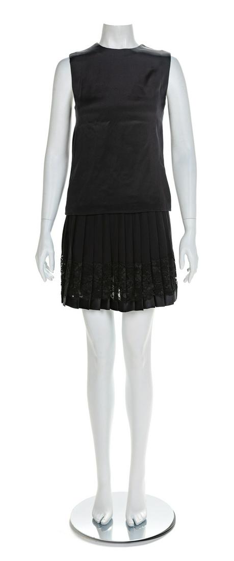 Atelier Versace Couture Blouse and Skirt, A/W 1991 No: Atelier Versace Couture Blouse and Skirt, A/W 1991 Sleeveless black ribbed silk with a scoop neckline and center back hand-sewn zipper. Topstitched panels of black silk extend down the side and shou