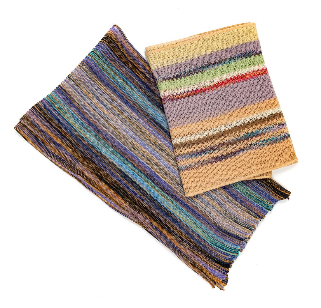 Two Missoni Scarves, 1990s: Two Missoni Scarves, 1990s Two knit scarves attributed to Missoni. Provenance: