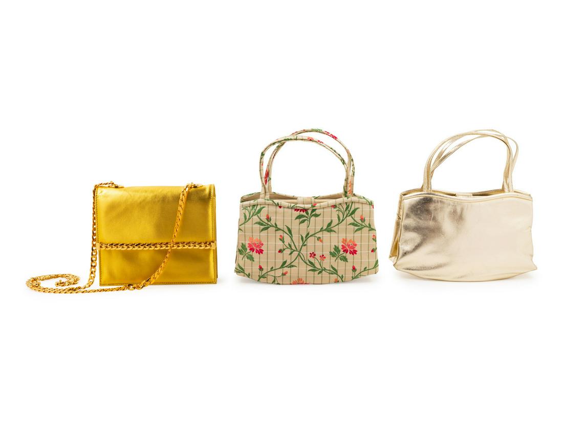 Two Manolo Blahnik Bags and A Fred Hayman Gold Bag, : Two Manolo Blahnik Bags and A Fred Hayman Gold Bag, Provenance: