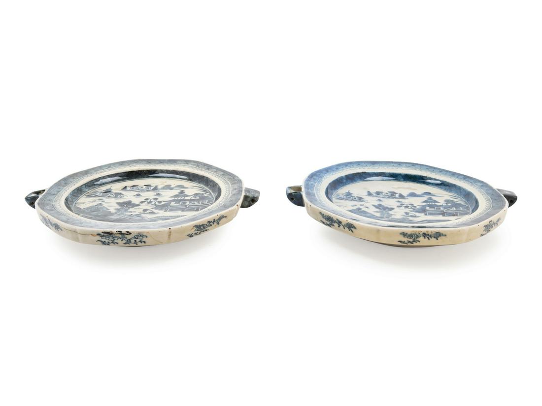 A Pair of Chinese Export Canton Blue and White (1 of 2)