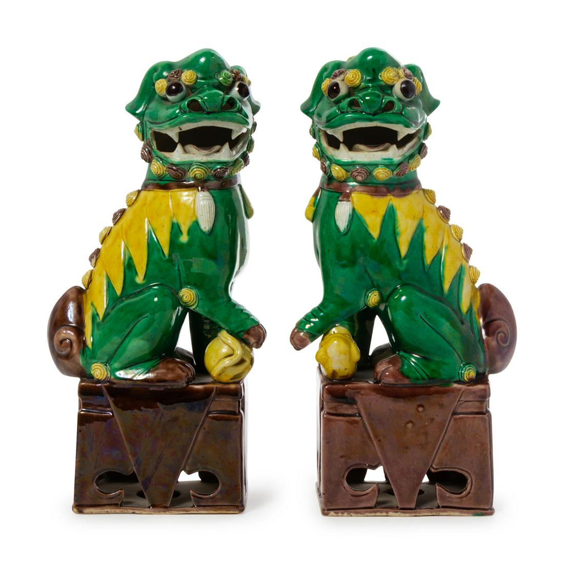 A Pair of Chinese Sancai Glazed Porcelain Figures of Fu (1 of 1)