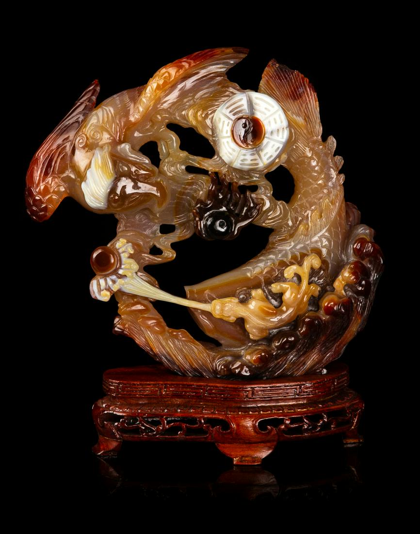 A Chinese Carnelian Agate Carving Height 5 1/2 in., 14 (1 of 2)