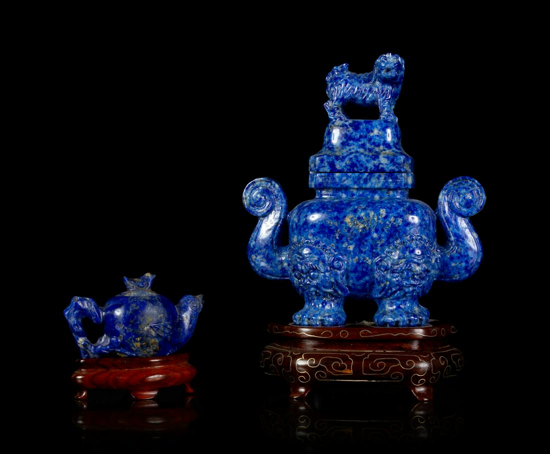 Two Chinese Lapis Lazuli Articles Larger: height 4 in., (1 of 1)