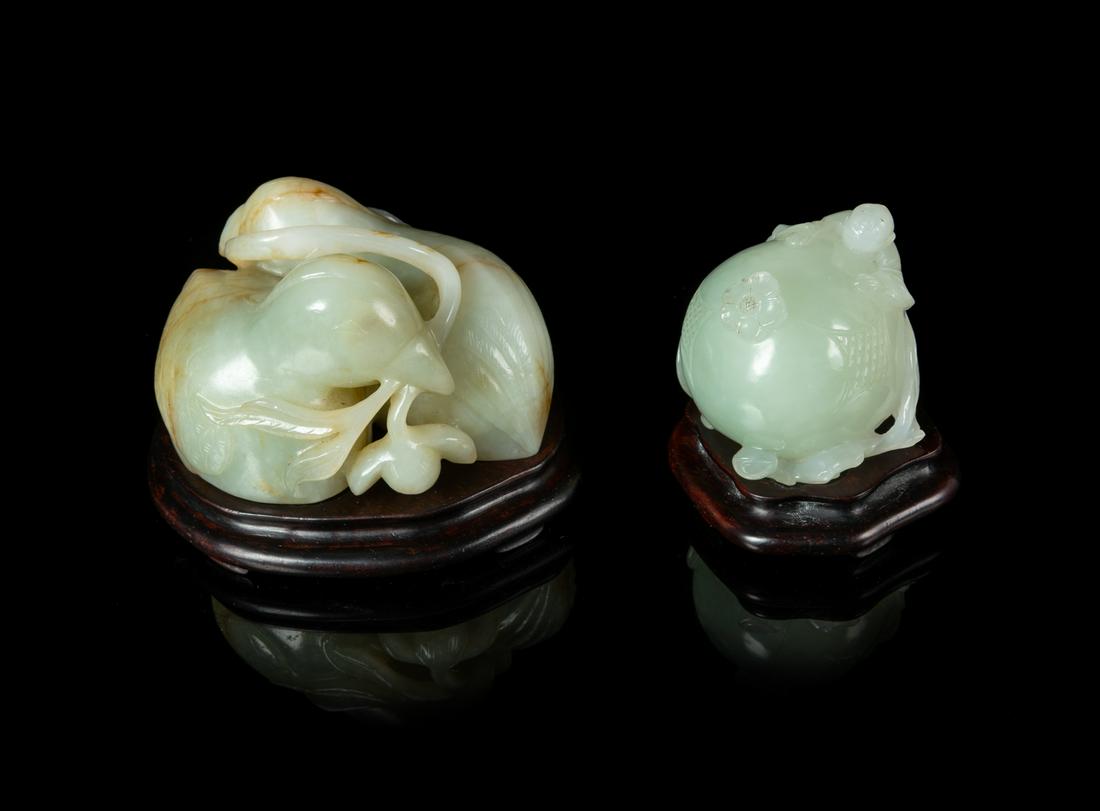 Two Chinese Celadon Jade Figural Groups Larger: length (1 of 1)