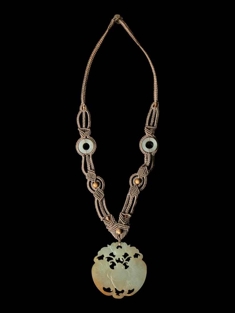 A Chinese Light Russet and Celadon Jade Pendant (1 of 1)