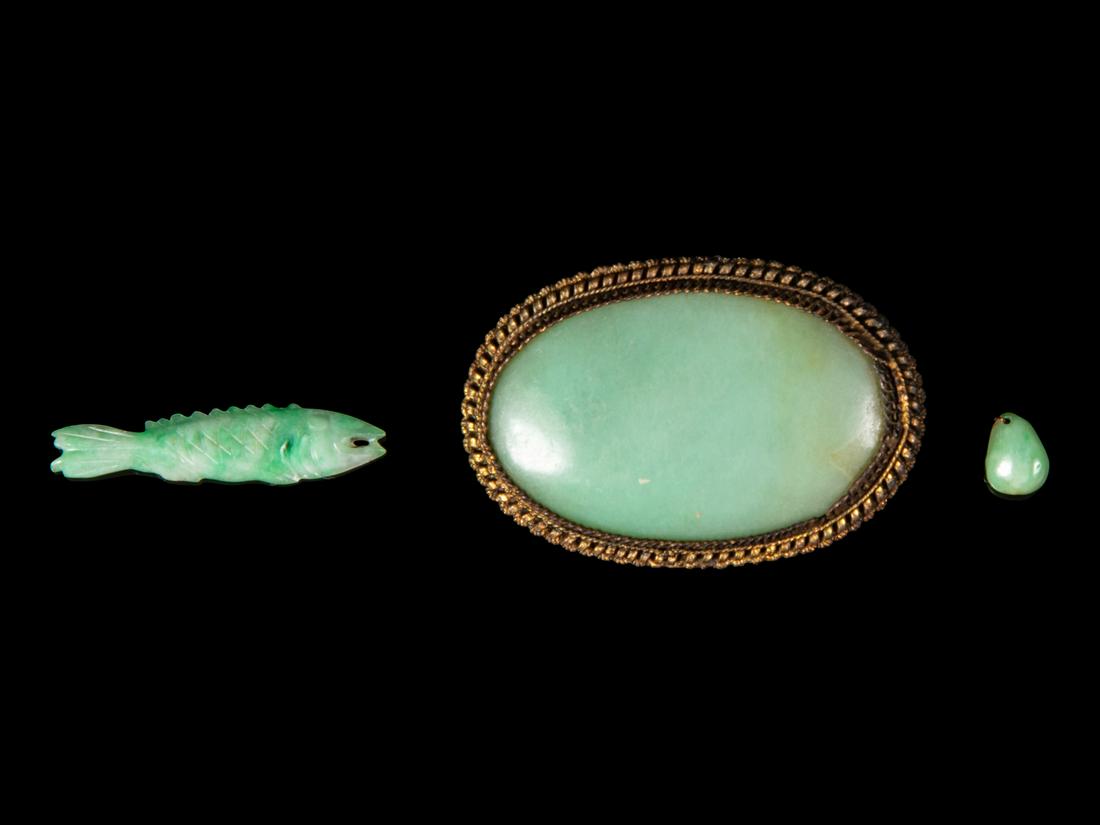 Three Chinese Jadeite Jewelry Largest: width 1 3/4 in., (1 of 1)