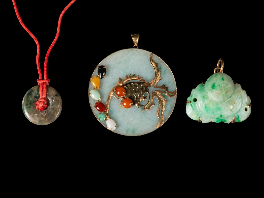Three Chinese Jadeite Pendants Largest: width 2 in., 5 (1 of 1)