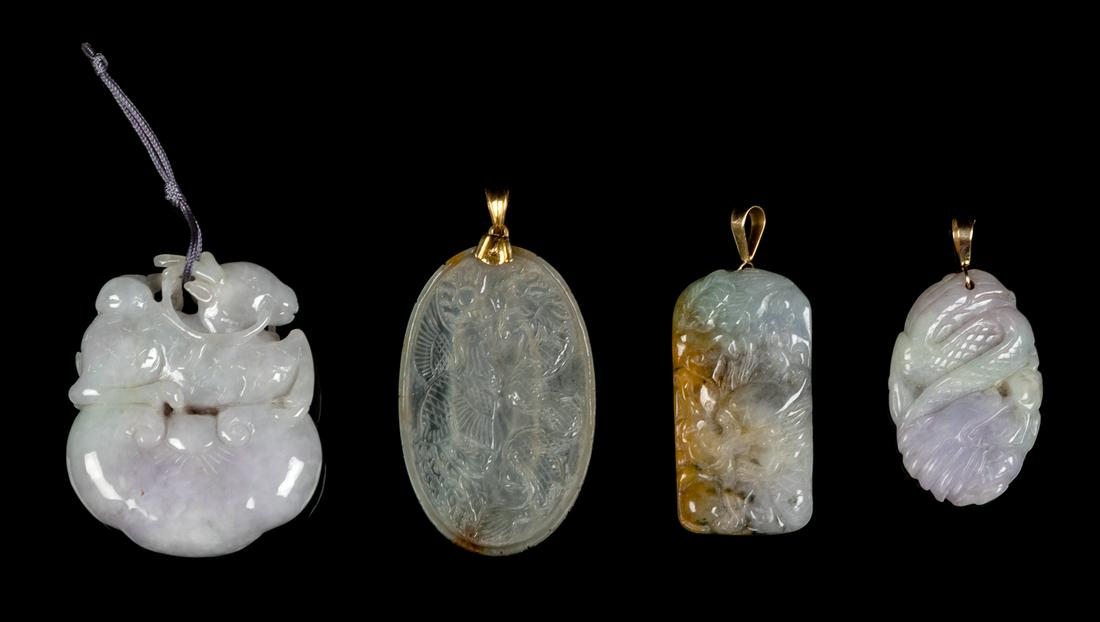 Four Chinese Jadeite Pendants Largest: width 2 in., 5 (1 of 1)