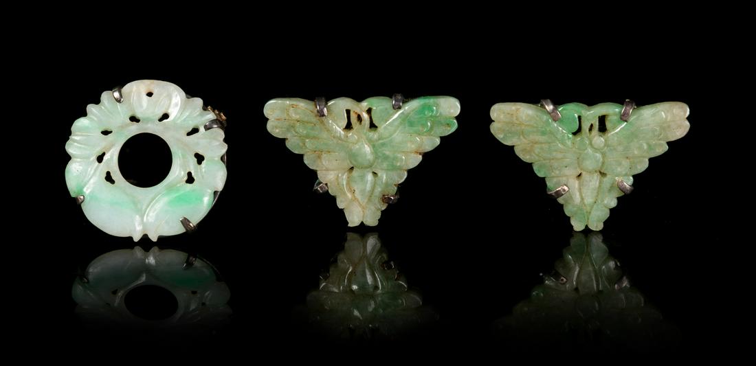 Three Chinese Jadeite Jewelry Largest: width 1 1/4 in,. (1 of 1)