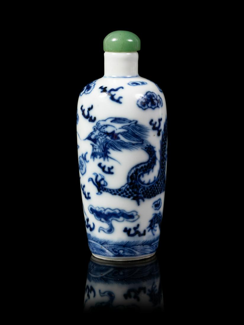 A Chinese Blue and White Porcelain Snuff Bottle Height (1 of 1)