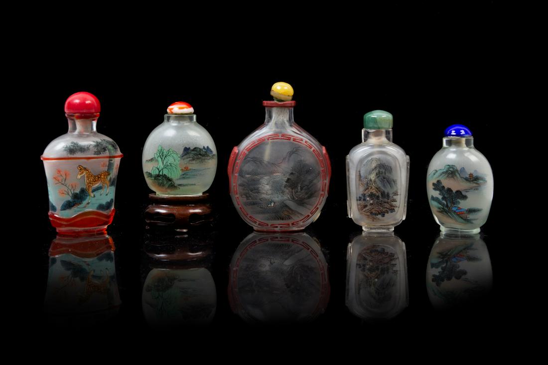 Five Chinese Inside Painted Glass Snuff Bottles (1 of 1)