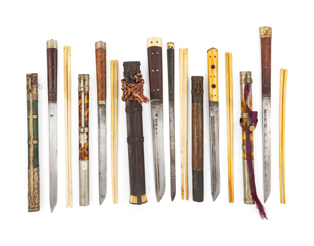 Five Sets of Chinese Chopsticks and Knives Largest: (1 of 1)