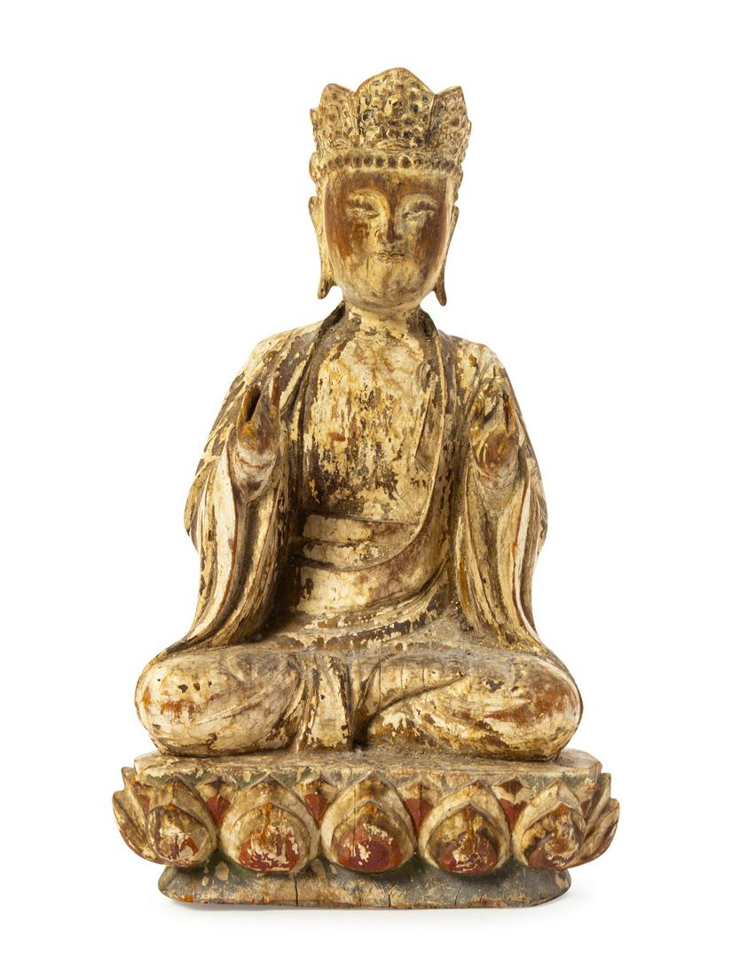 A Chinese Carved Wood Figure of Guanyin Height 12 1/4 (1 of 1)