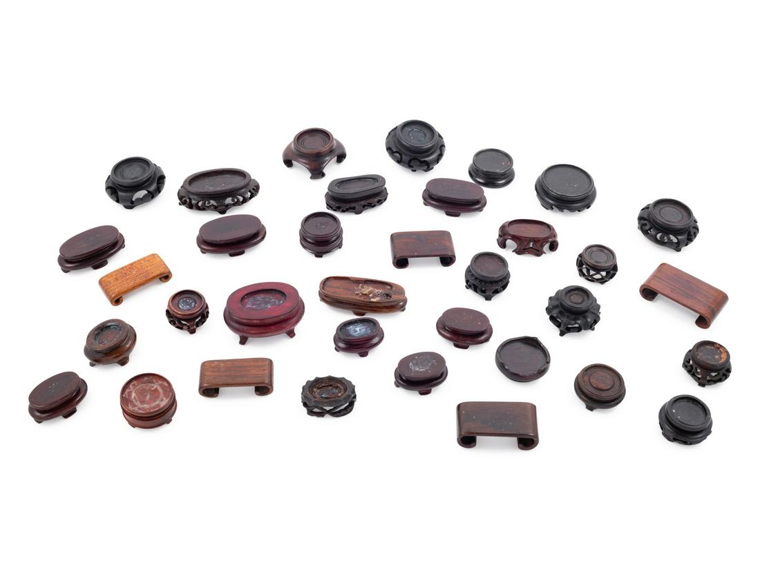 Thirty-Six Chinese Small Hardwood Snuff Bottle Stands (1 of 1)