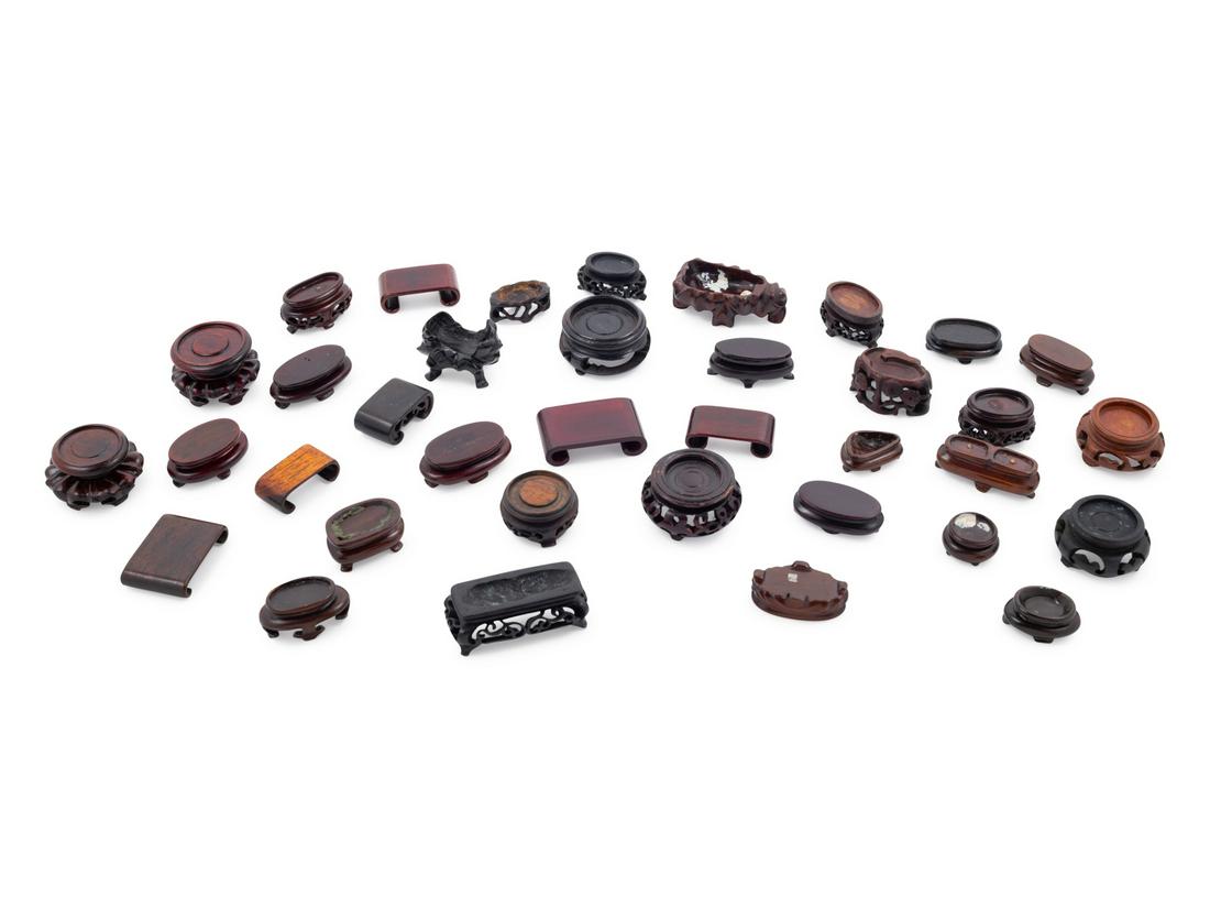 Thirty-Six Chinese Small Hardwood Snuff Bottle Stands (1 of 1)