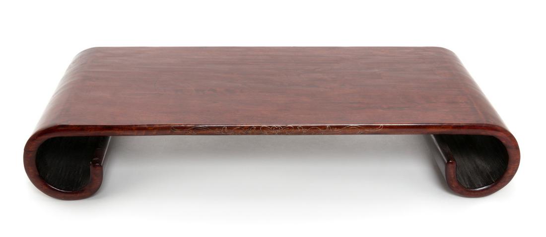 A Chinese Hardwood Silver Inlaid Scroll-Form Stand  (1 of 1)