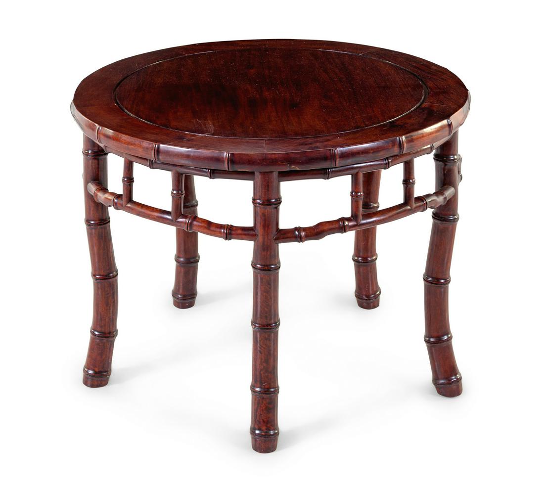 A Chinese Rosewood 'Imitation Bamboo' Round Table (1 of 2)