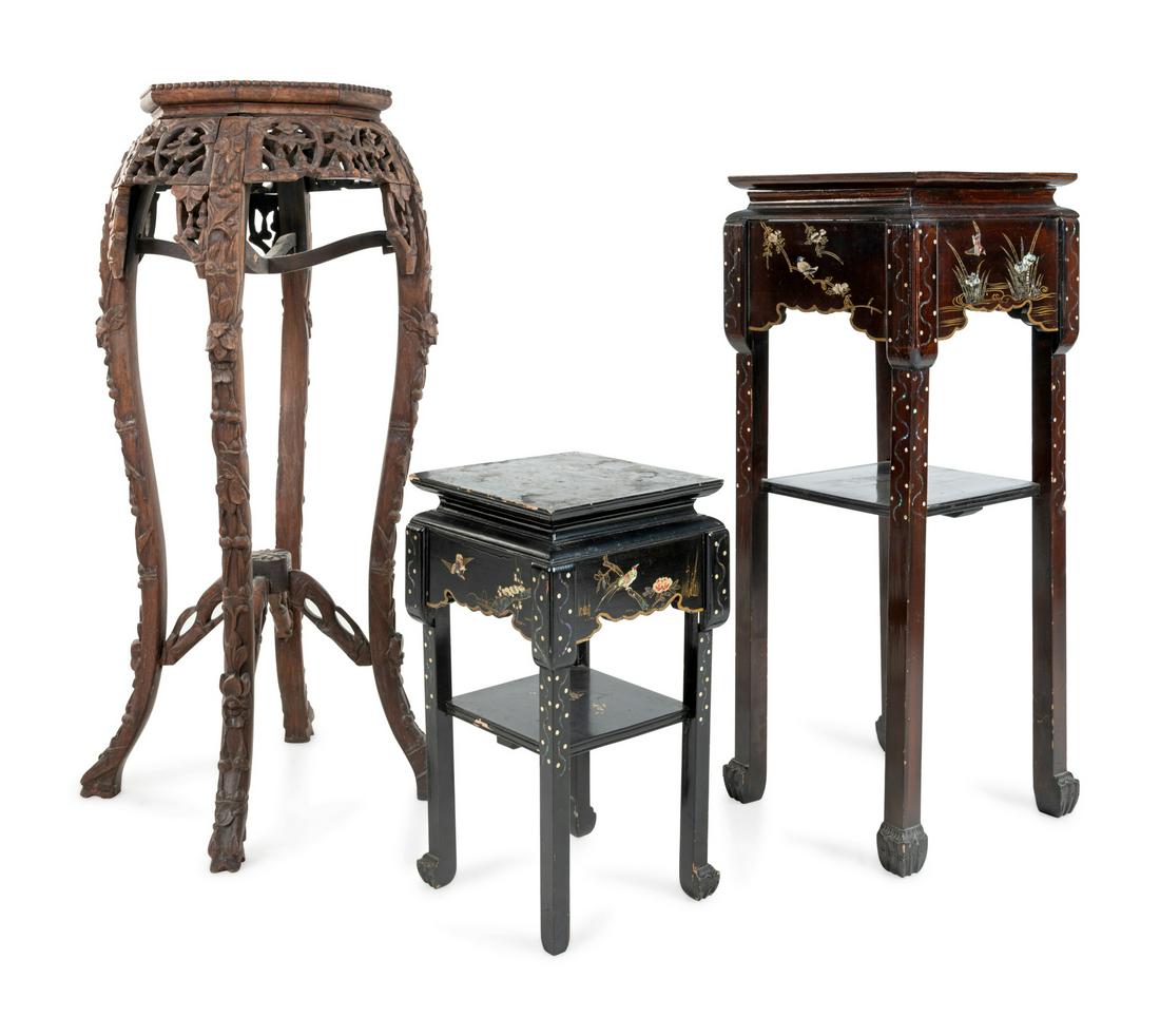 Three Chinese Wood Side Tables Largest: height 36 x (1 of 1)