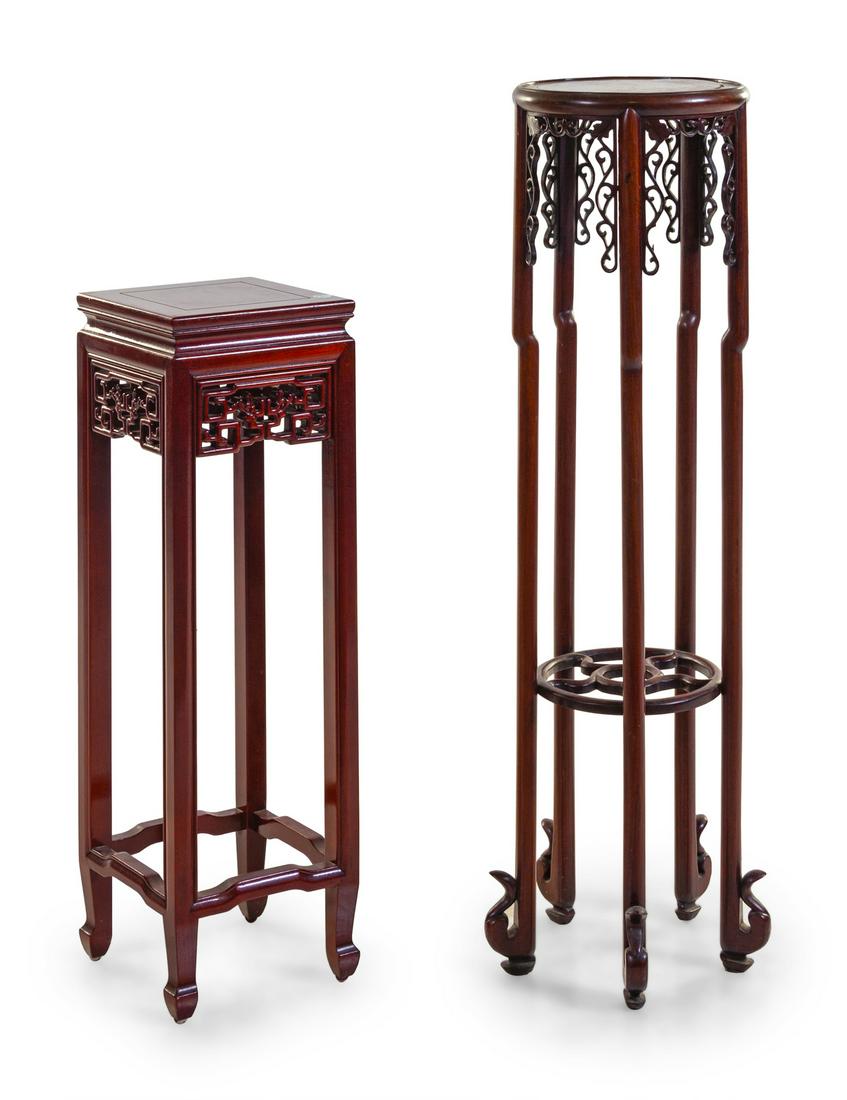 Two Chinese Hardwood Side Stands Larger: height 47 in., (1 of 1)