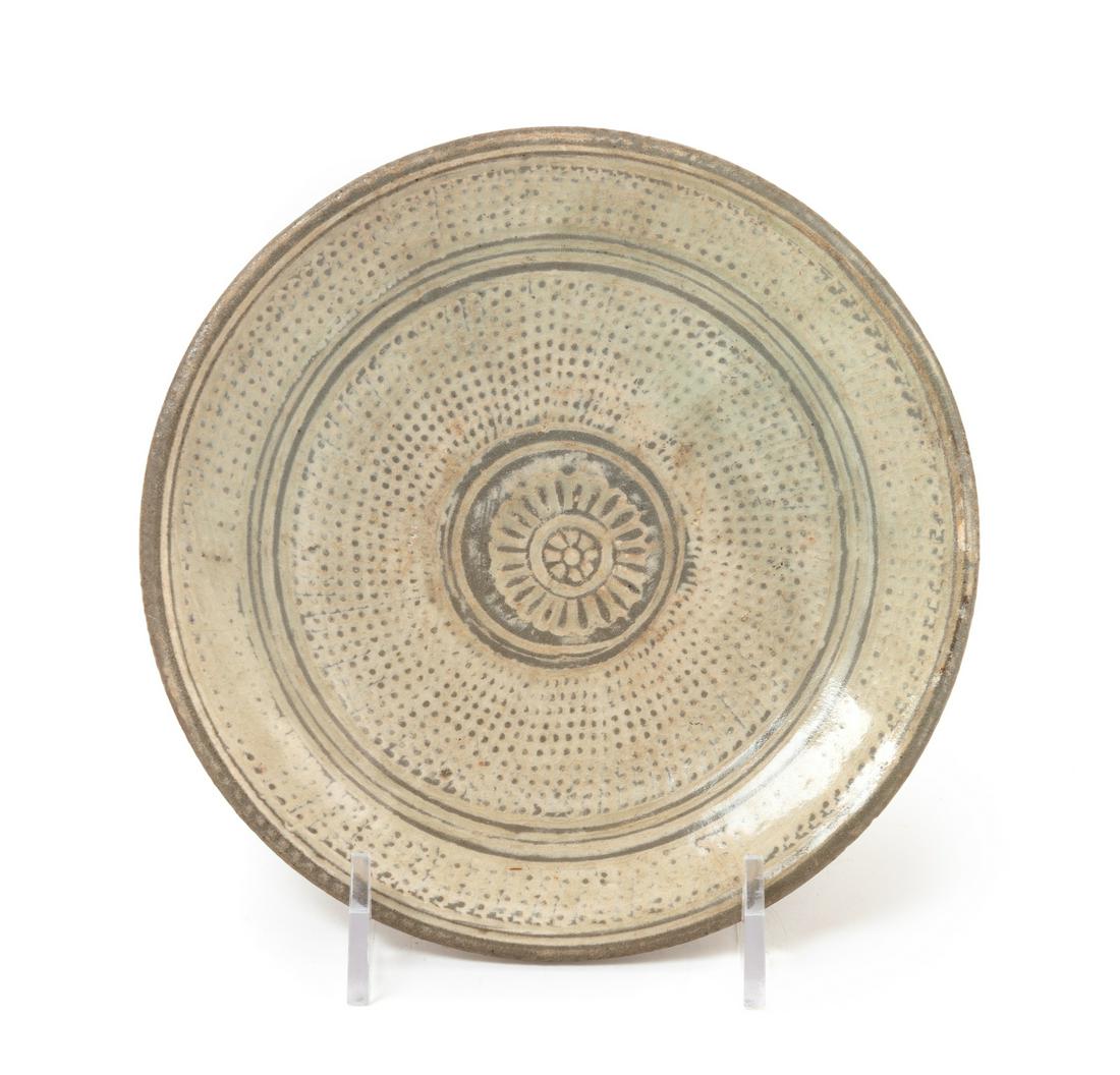 A Korean White Slip Decorated Celadon Glazed Porcelain (1 of 1)