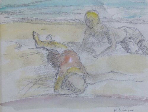 HENRI LEBASQUE (French 1865-1937) AT TH: HENRI LEBASQUE (French 1865-1937) AT THE BEACH signed, watercolor over traces of pencil on paper 6 1/2 x 8 1/2 in.